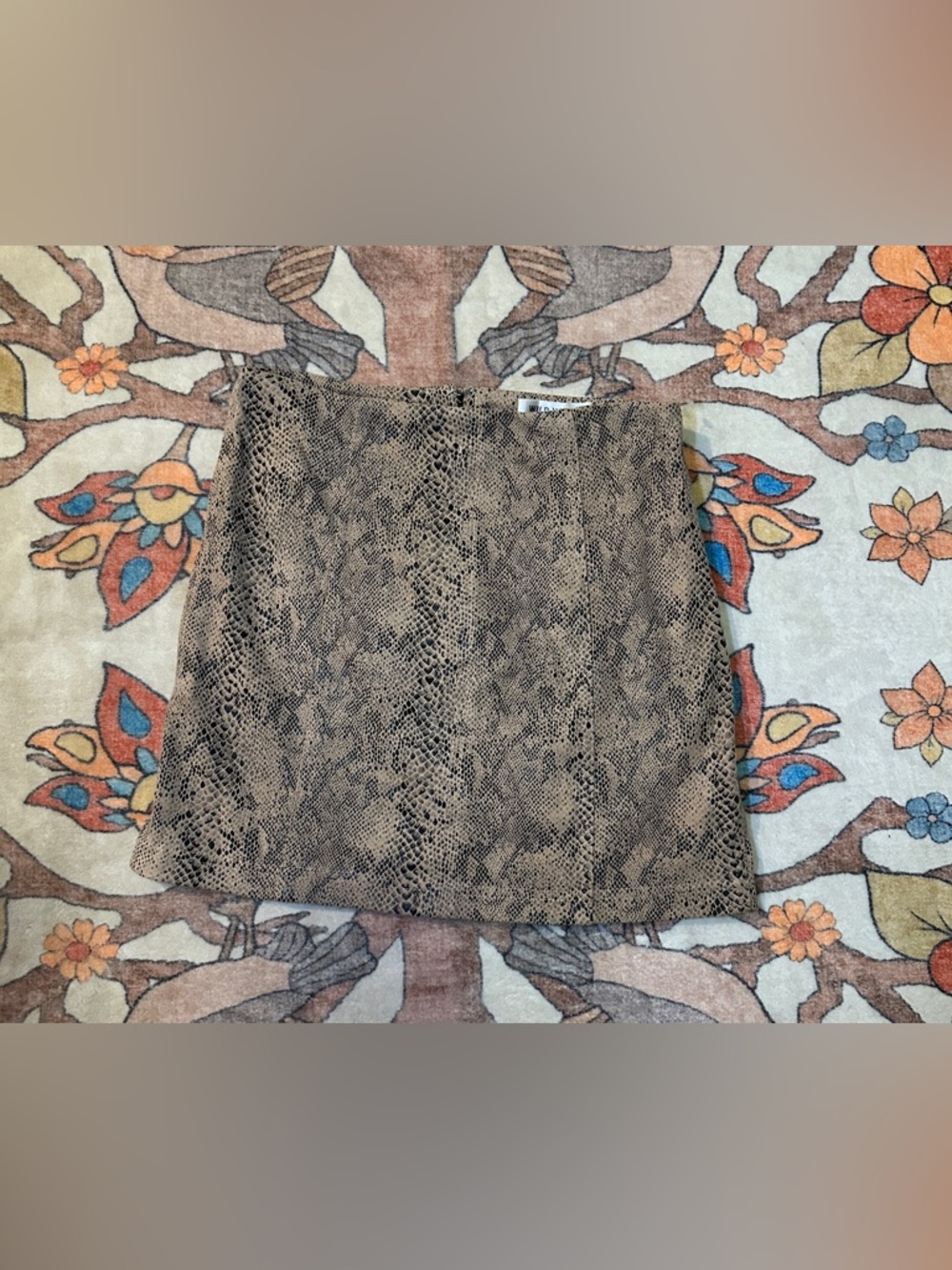 Wild Honey Beige and Black Snake-Print Mini Skirt